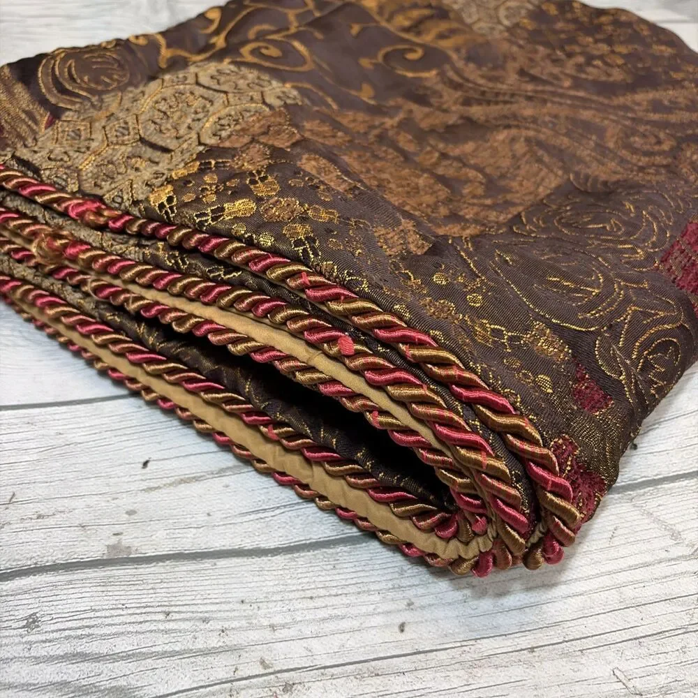 2X Croscill Galleria Patchwork King Pillow Sham Jacquard Twist Cord Trim Elegant